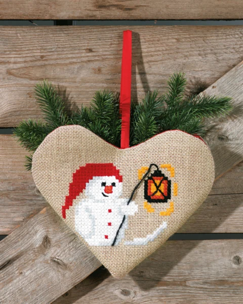 Broderikit Snemand hjerte 28 x 24 cm