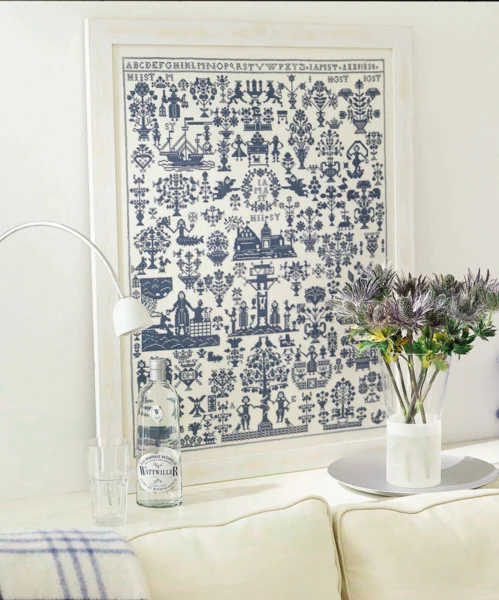 Broderikit Navneklud anno 1830 blå 50 x 72 cm