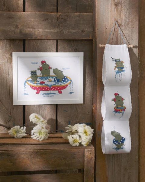 Broderikit Flodheste 12 x 63 cm