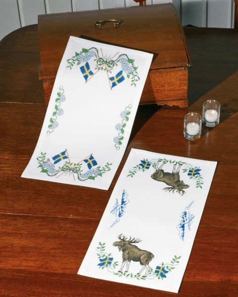 Broderikit Hilsen fra Sverige Flag 25 x 48 cm