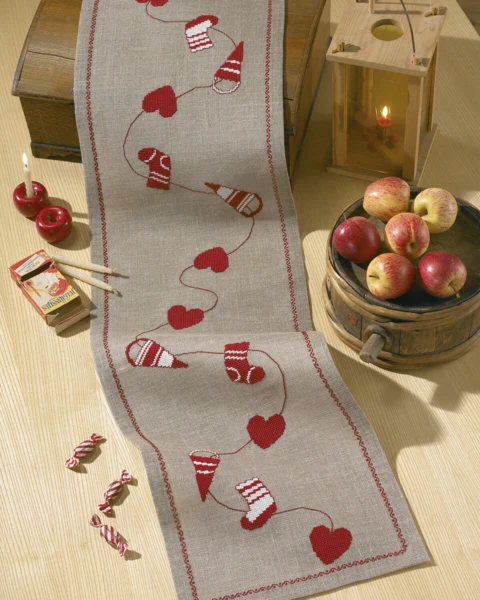 Broderikit Juleløber på Natur 33 x 116 cm