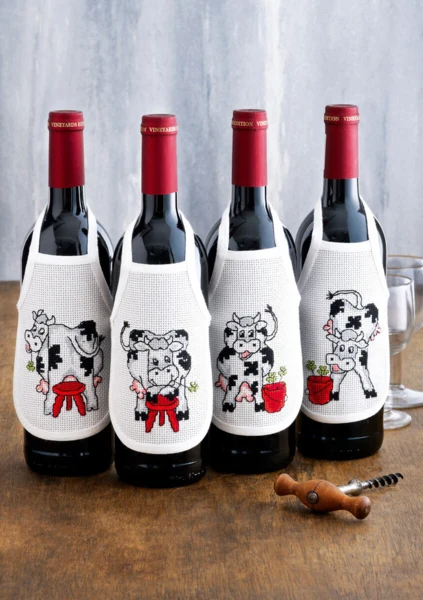 Broderikit Ko, skammel og spand 10 x 15 cm