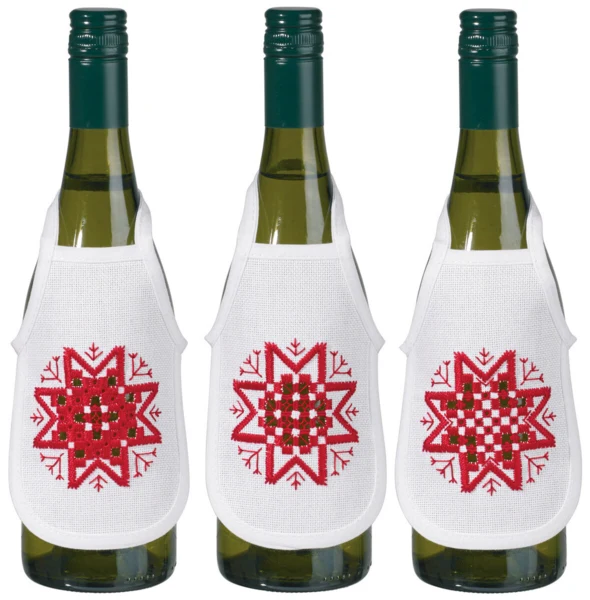 Broderikit Hardanger stjerne rød 3 pk 10 x 15 cm