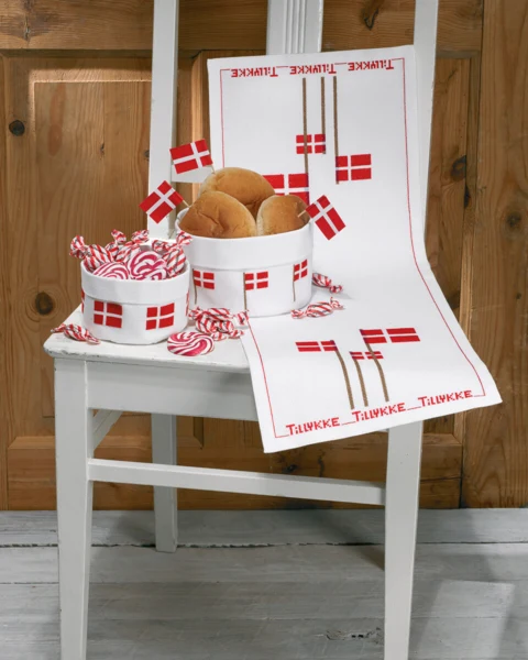 Broderikit Stor kurv Flag 17 Ø cm