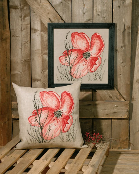 Broderikit Valmue 60 x 60 cm