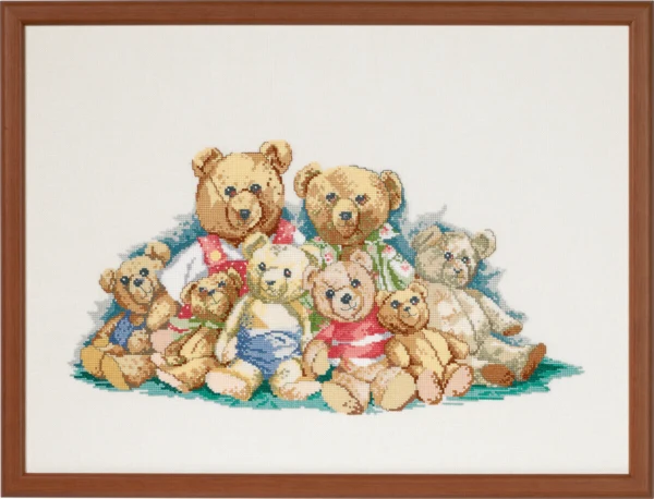 Broderikit Bamsefamilie 54 x 40 cm