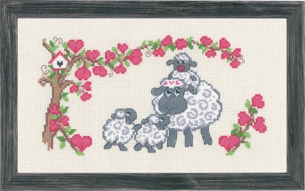 Broderikit Fårefamilie 16 x 28 cm