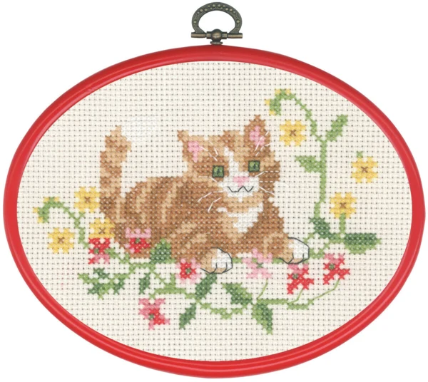Broderikit Rød kat M/R 5959/30 13x18 cm