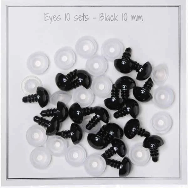 Go Handmade Sikkerhedsøjne Sorte 10 mm (10 par)