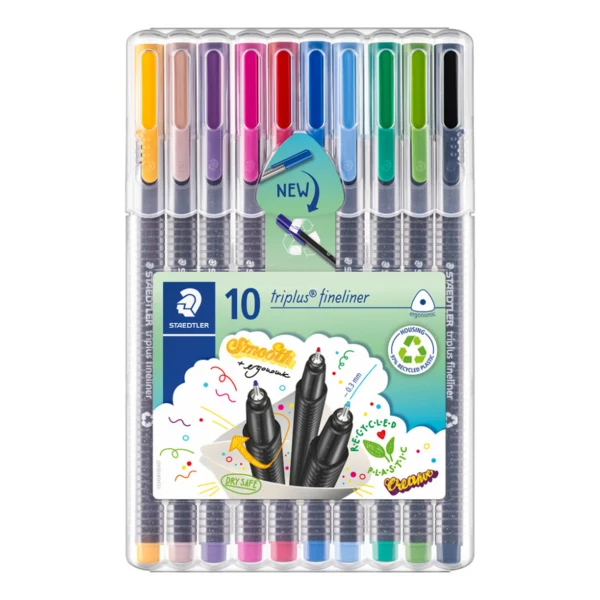 STAEDTLER Triplus fineliner 334 farvetusser, 10 stk