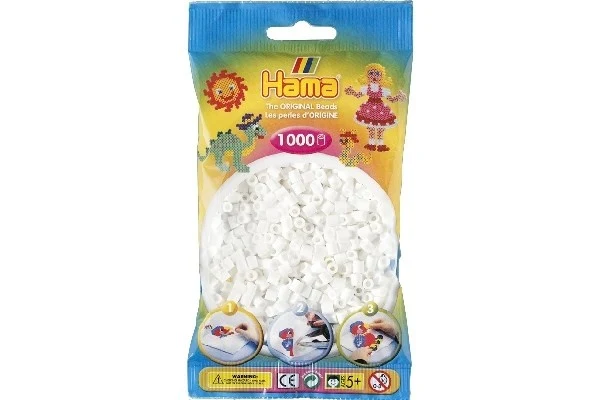 Hama Midi Perler, Ensfarvet, 1000 stk