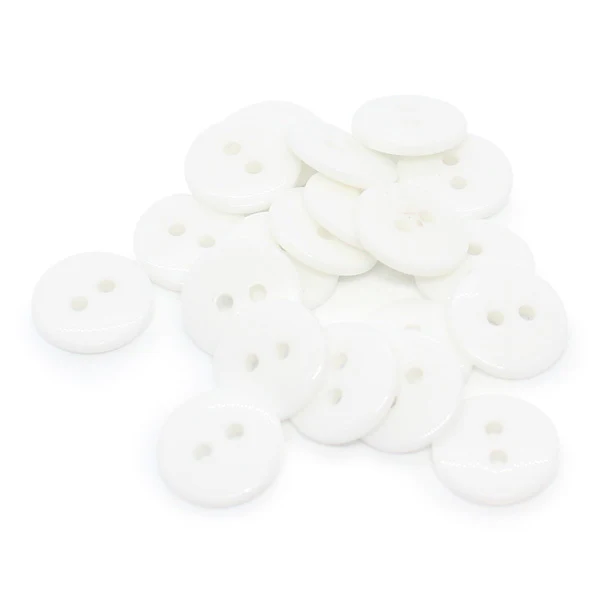 HobbyArts Runde Plastikknapper Hvid, 12,5mm, 20 stk