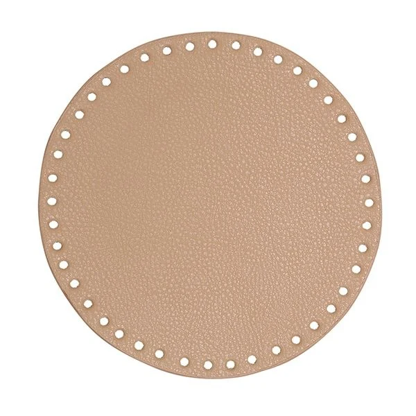 Go Handmade TaskeKurve Base, PU Læder, Rund, 20 cm 22389 Abrikos