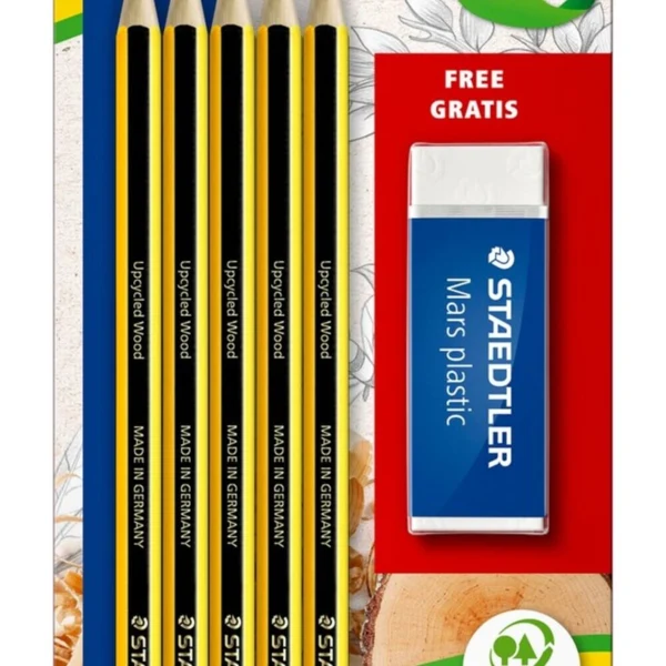 STAEDTLER Noris Blyanter HB & Viskelæder, 5 + 1 stk