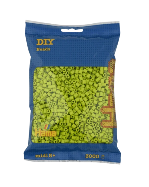 Hama Midi Perler, Ensfarvet, 3000 stk 201-104 Lime