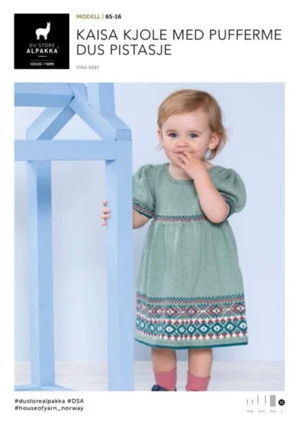 DSA65-16 Kaisa Kjole med pufferme Dus Pistasje
