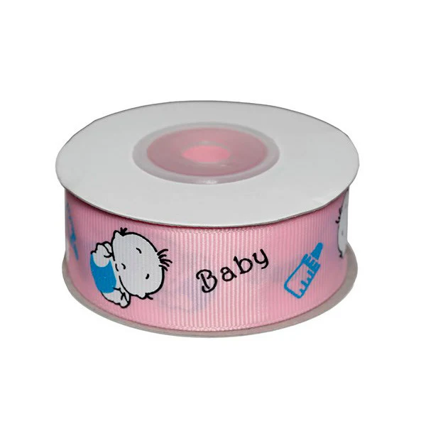 Dekobånd, BABY, 25 mm, 10 m Lyserød