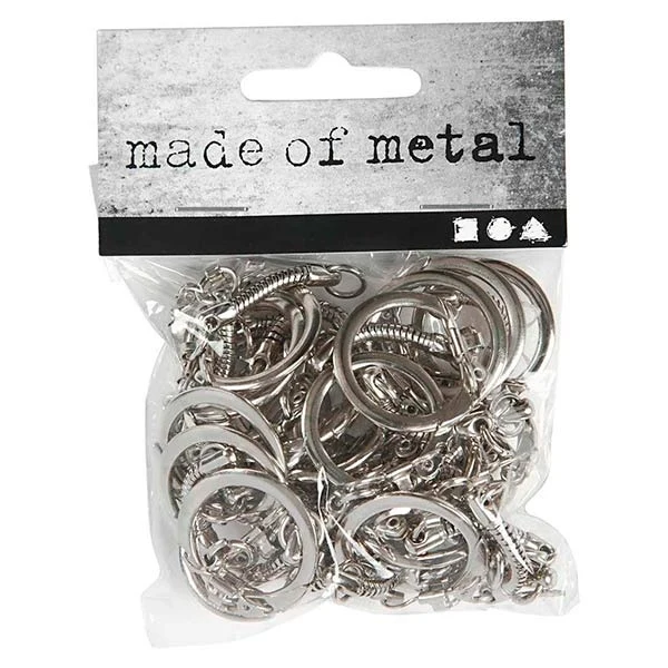 Nøgleringe med kæde, 25 stk