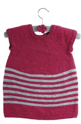 5079BC Rød kjole med striber