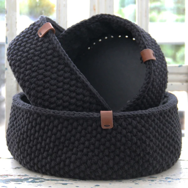 Go Handmade Moss Stitch Kurve med PU-læder Bunde