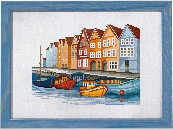 Broderikit Både i havnen