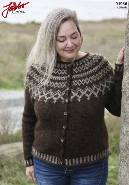 91936 Sjön - Trøje med Mønsterstrikket Bærestykke