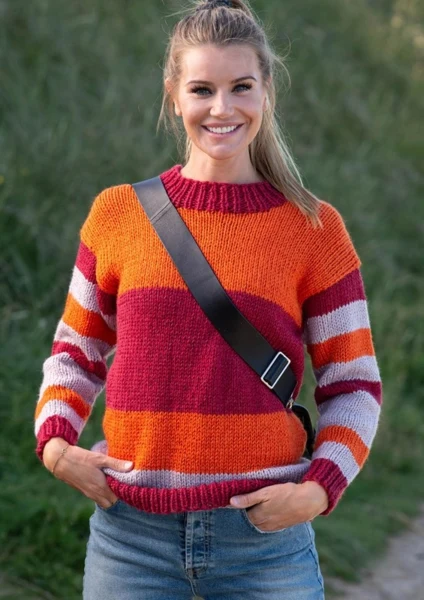 1803 Stribet sweater med sølvtråd