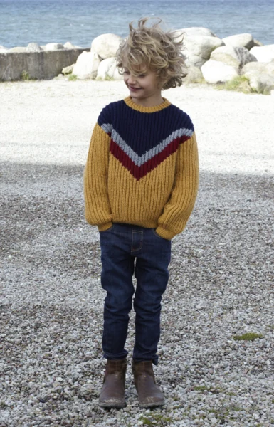 2610 Børnebluse med V-formet mønster