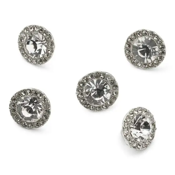 HobbyArts Rhinstensknapper, Hvid, 11 mm, 5 stk