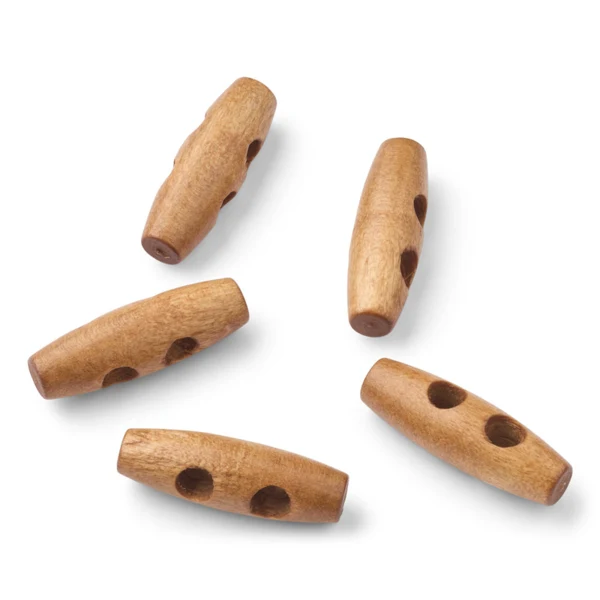 LindeHobby Duffel Knapper, Brun, 30 mm, 5 stk