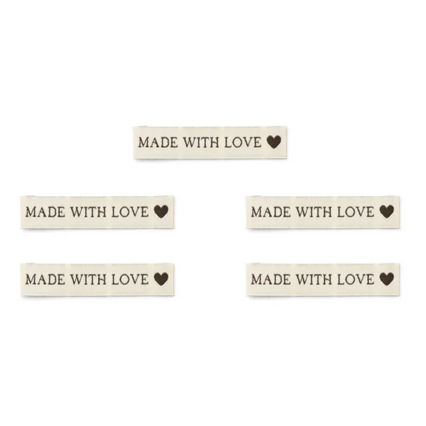 LindeHobby Made With Love, Label Med Motiv (7 cm x 1 cm), 5 stk