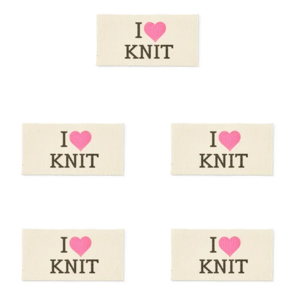LindeHobby I Love Knit Label (4 cm x 2 cm), 5 stk