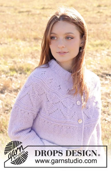 250-36 Lavender Harvest Cardigan by DROPS Design