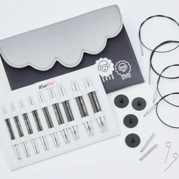 KnitPro Karbonz Special Udskiftelige Rundpindesæt, Deluxe, 10 cm