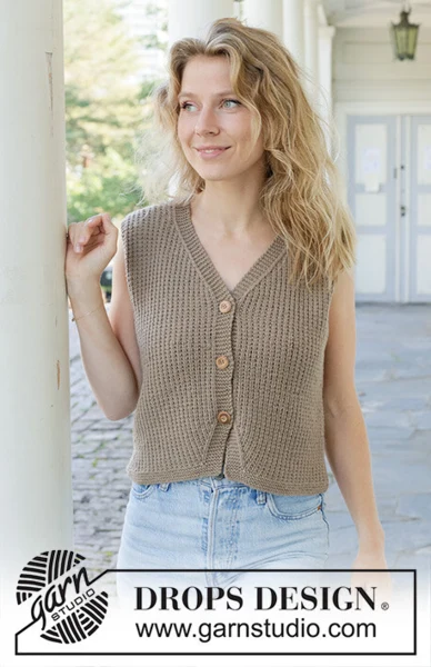 257-4 Coffee Ridge Vest by DROPS Design