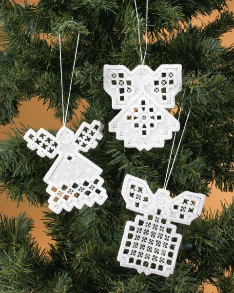 Broderikit Engle Hardanger 3 stk x 10 x 9 cm