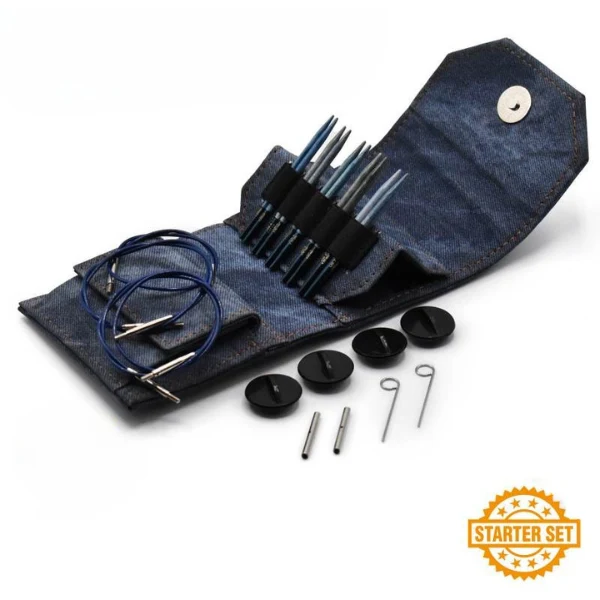 LYKKE Udskiftbare Rundpindesæt, Indigo, Starter Set, Blå, 9 cm