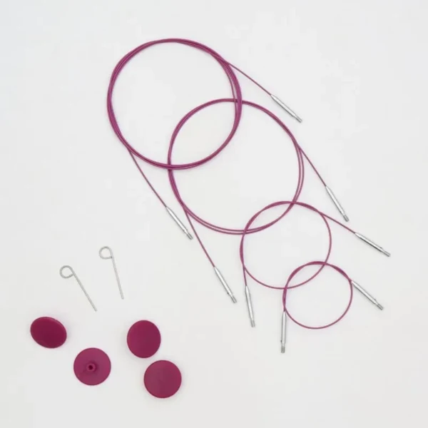 KnitPro Thin & Flex Kabel, Lilla Swivel, 40-150 cm