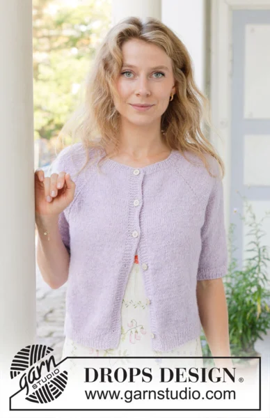 257-10 Lavender Dust Cardigan by DROPS Design