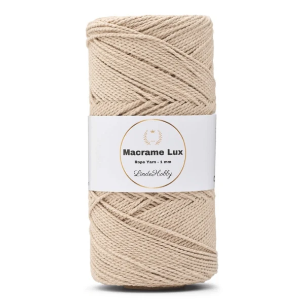 LindeHobby Macrame Lux, Knyttegarn, 1 mm 05 Beige