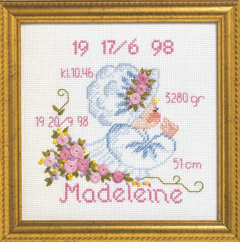 Broderikit Dåb Madeleine R5420/82 19 x 19 cm
