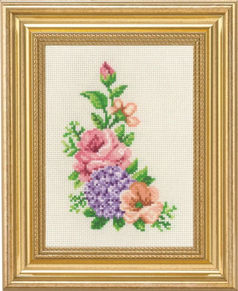 Broderikit Rose og hortensia 14 x 19 cm