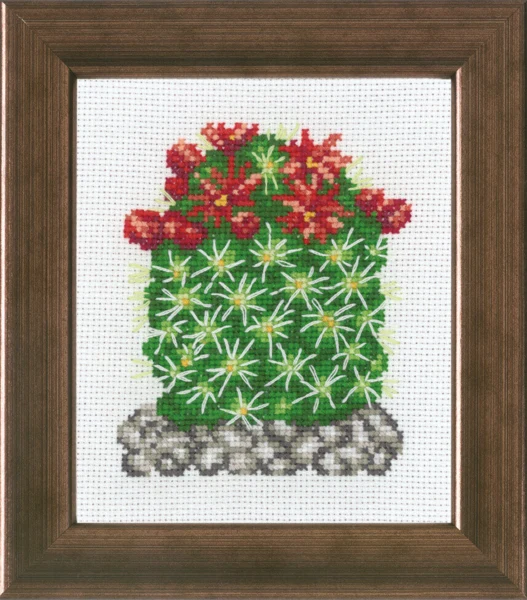 Broderikit Kaktus med rød R5380 10 x 12 cm