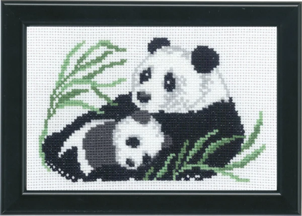 Broderikit Panda m/unge 14 x 9 cm