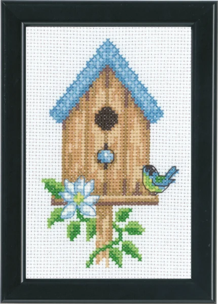 Broderikit Fuglehuse Beige 9 x 14 cm