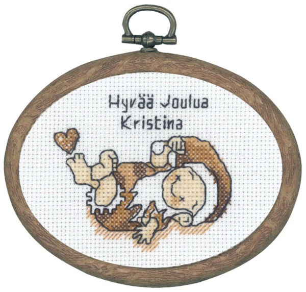 Broderikit Liggende nisse m/5961/60 9 x 7 cm