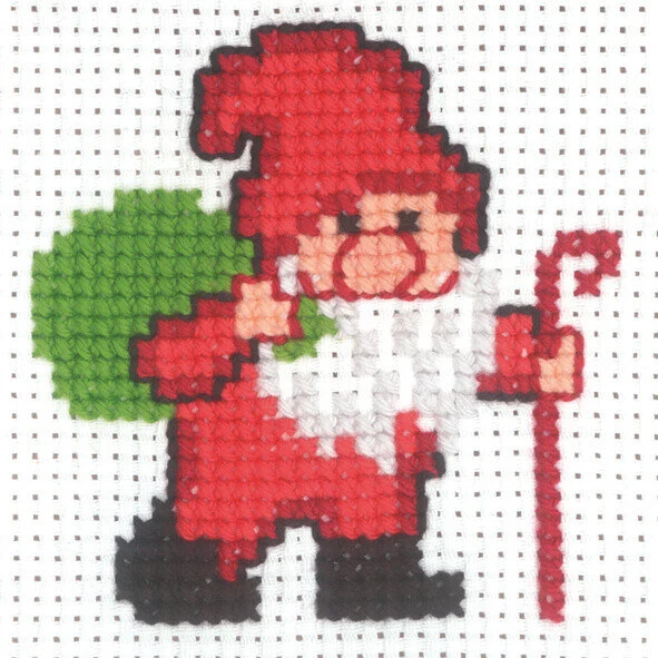 Broderikit Nisse m/sæk og stok 10 x 10 cm