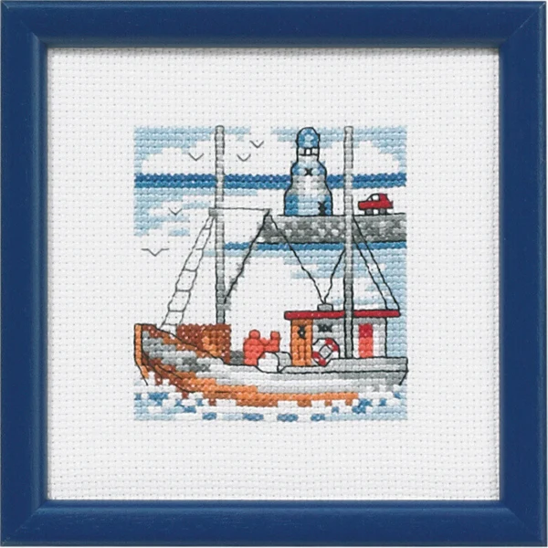 Broderikit Lille blåt fyrtårn 12x12 cm