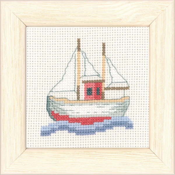 Broderikit Fiskerbåd 9 x 9 cm R5376