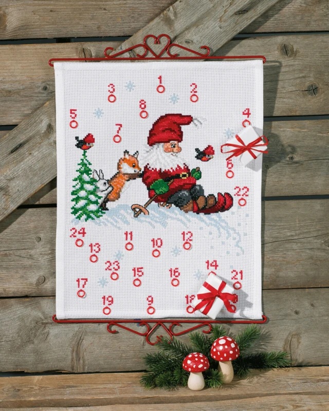 Broderikit Nisse på ski B5125/ 40 40 x 50 cm